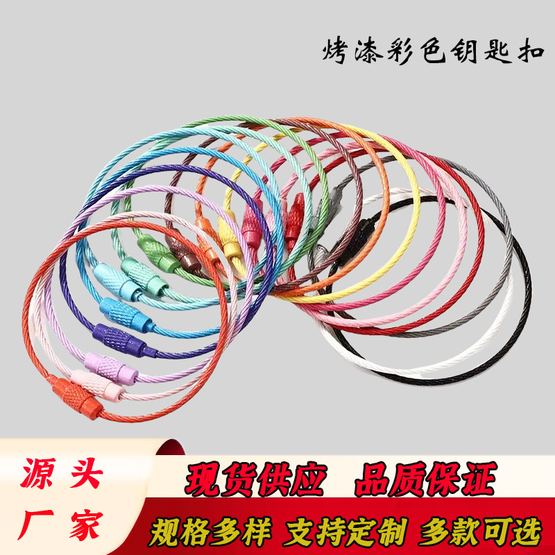 クリエイティブカラー塗装ステンレスワイヤロープペンダント塗装回転キーホルダーDIYアクセサリー多機能ペンダント|undefined