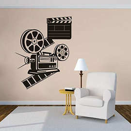 摄影机 摄像机 胶卷 场记牌图案 电影院装饰创意精雕墙贴 贴纸