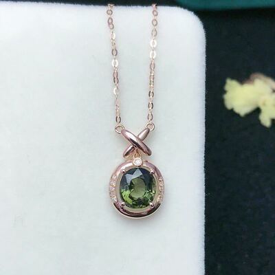 Jewelry Manufacturers DIY 18K Set Natural tourmaline Clavicle chain Main Stone: 1.55 Carat