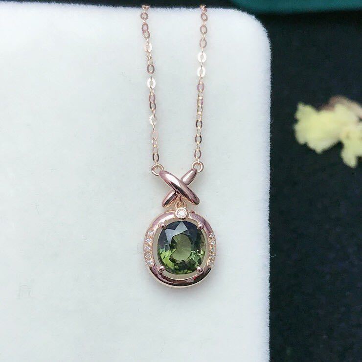 Jewelry Manufacturers DIY 18K Set Natural tourmaline Clavicle chain Main Stone: 1.55 Carat