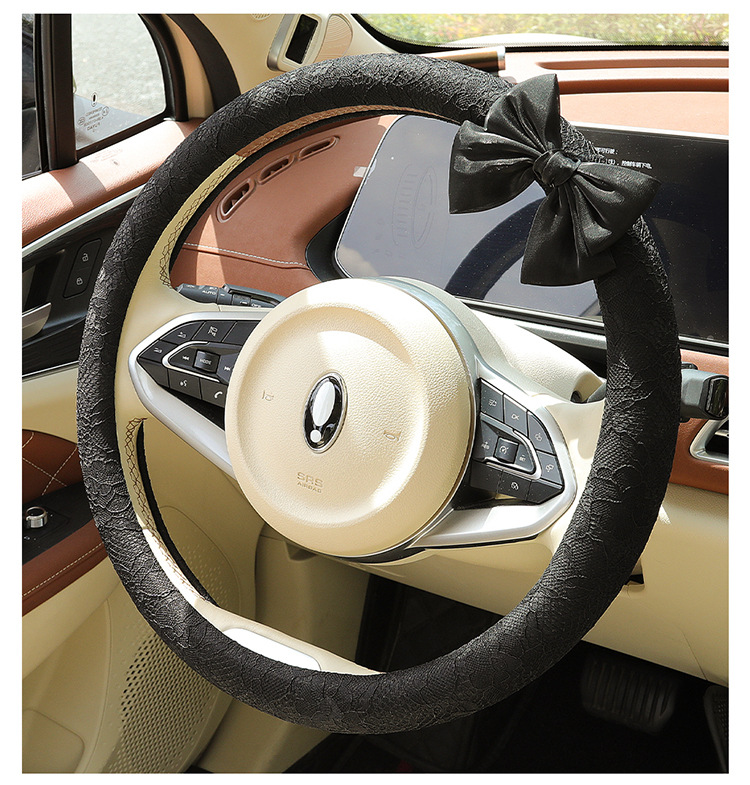 New Car Steering Wheel Cover for All Seasons and Summer, Non-Slip, Universal Fashionable Lace Female Cute Handlebar Cover, Cross-Border Supply