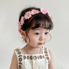 電子商取引の売れ筋フラワーヘアロープ、かわいい編み込みヘアバンド、デイジーリース、新鮮でマルチカラー、子供と大人向けにカスタマイズ可能