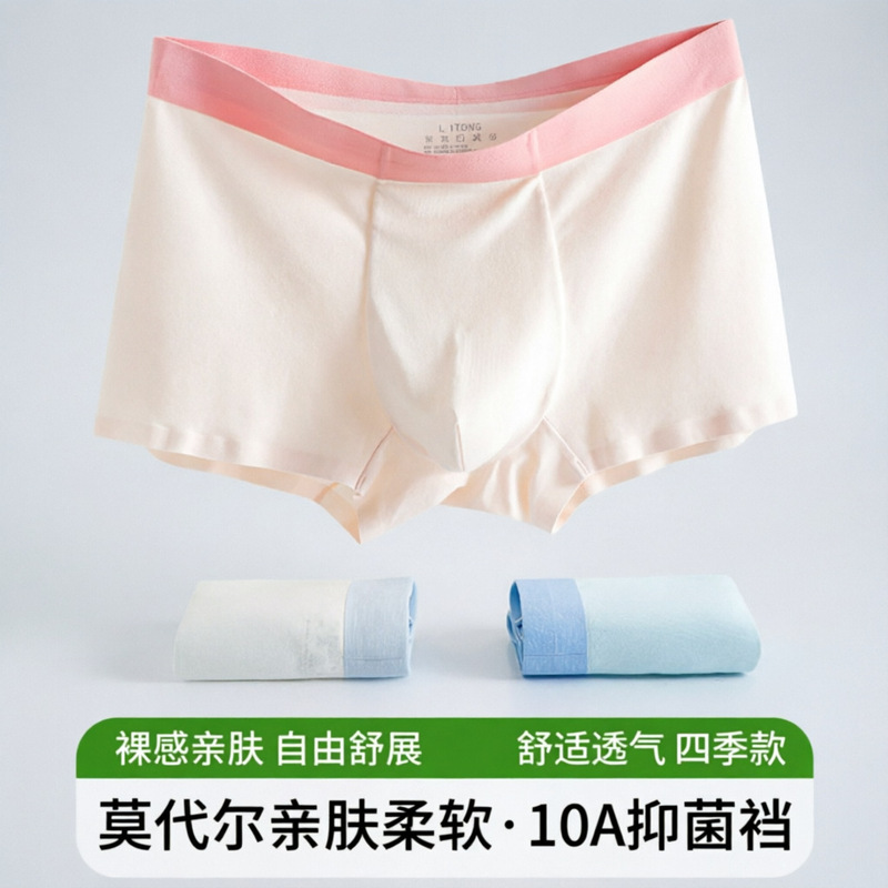 New men's modal boxer briefs, 10A antibacterial, seamless, mid-rise, factory wholesale New men's modal boxer briefs, 10A antibacterial, seamless, mid-rise, factory wholesale