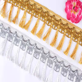 厂家金银丝花边 窗帘吊穗流苏花边 财金批发服装辅料金色排须花边