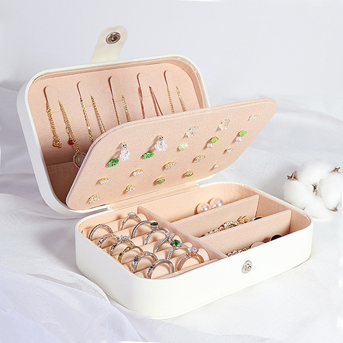 Double-layer PU leather hair clip earring jewelry box custom anti-oxidation headwear ring gift storage packaging jewelry box