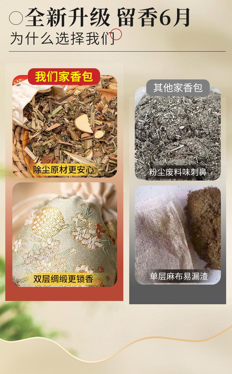 Festival Herbal Sachet Xiang Bao 18 Herb Blend Lemongrass Mint Aroma 80g Purple Satin Pouch specifications