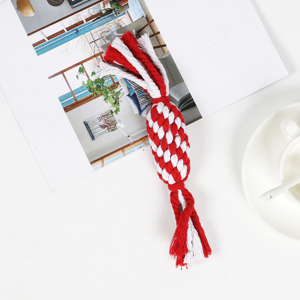 Amazon para cordón de algodón, dientes de molienda, juguetes para perros, juguetes de nudos de Navidad, regalos para mascotas, juguetes resistentes a la mordida