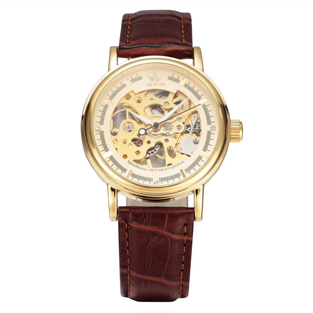 SEWOR hombres transfronterizos de comercio electrónico hueco-out reloj mecánico casual Correa transparente reloj de una sola pieza entrega 025