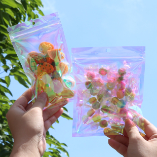 Rainbow Laser Ziplock Bag, Aluminum Foil Jewelry Earrings, Necklace, Sealed Bag, Mobile Phone Accessories Plastic Packaging Bag