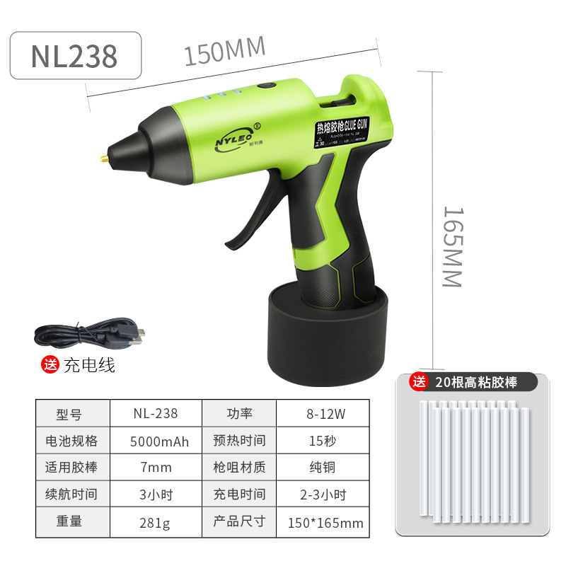Pistola de pegamento termofusible inalámbrica Norio al por mayor batería de litio usb recargable pistola de pegamento desenchufable para el hogar hecha a mano para niños