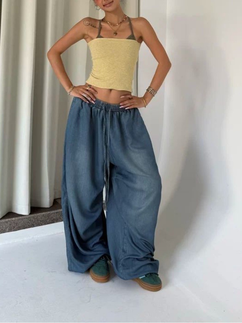 Cross-Border European And Versatile Jeans For Women 2025 American Retro High Street Wide-Leg Loose Long Pants Trendy Ins_ecoleips.com