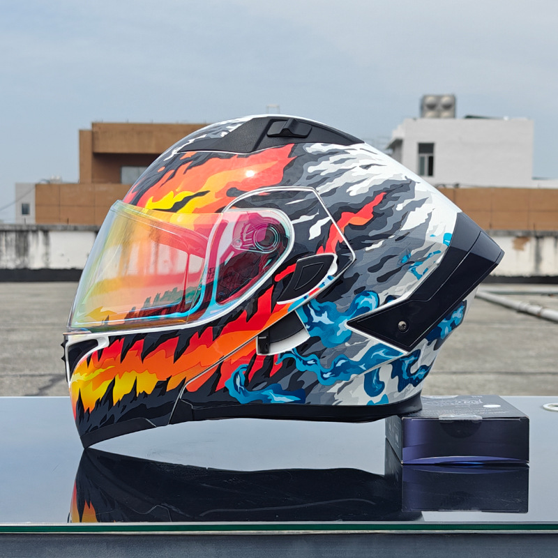 Orz nuevo casco de motocicleta casco para hombre casco para mujer locomotora casco completo Xia 3C certificado doble lente cuatro estaciones universal