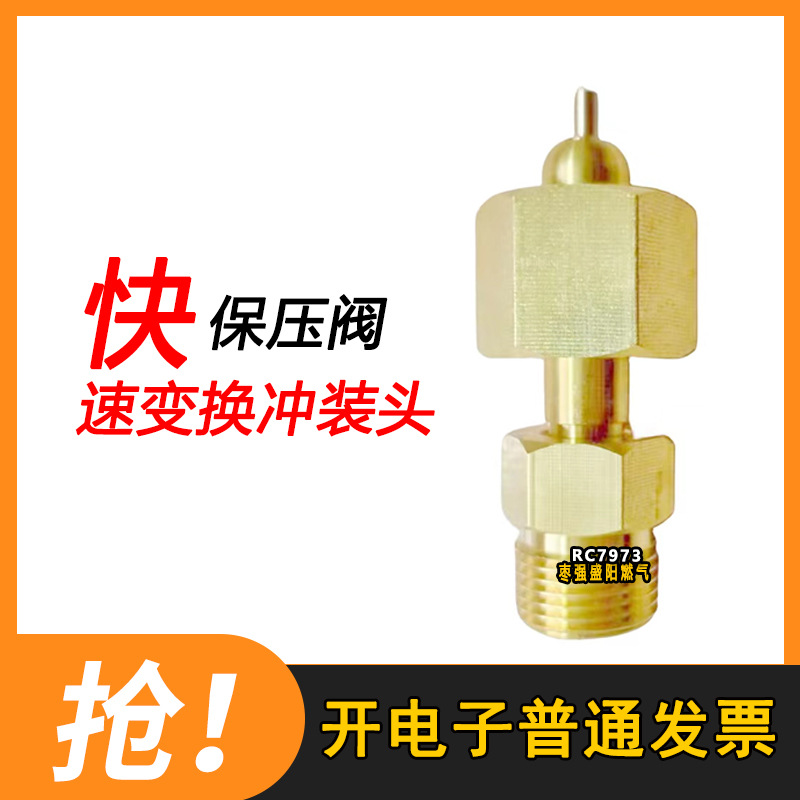 全铜厚快速保压阀对丝变接头充装顶针奶头G5/8BYF-3新国标保压阀