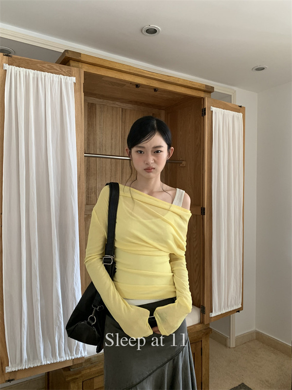 Sleep at 11 街头感洋气假两件慵懒宽松百搭长袖针织衫上衣|undefined