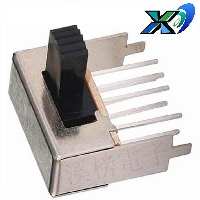 两段侧拨滑动开关2P2T 两位拨动开关卧式6脚 侧插2档拨码开关六脚