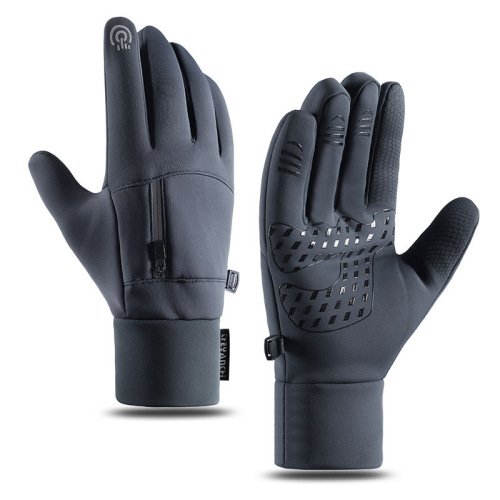 Winter men and women outdoor cycling touch screen gloves windproof warm sports waterproof silicone fishing gloves