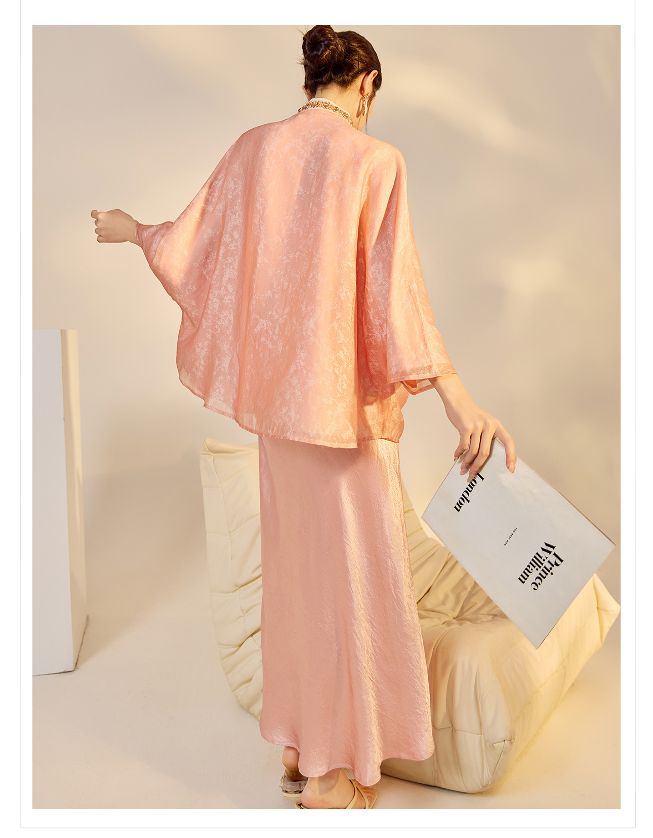 Áo cardigan nữ dáng rộng Tencel thêu hạt phong cách Trung Hoa — hồng, mơ chi tiết 33