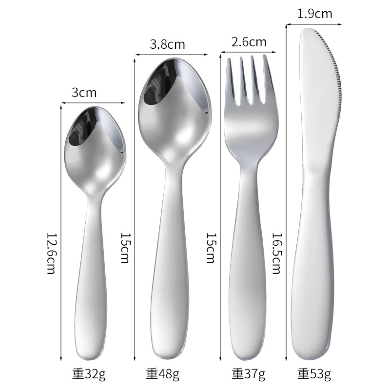 Cuchillo de acero inoxidable 304, tenedor y cuchara creativa occidental vajilla cuchara Tenedor Cruz-frontera de los niños cuchara vajilla Conjunto de 4 piezas
