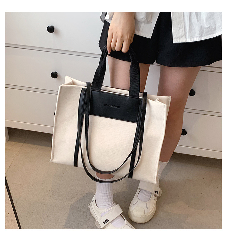 Borsa di tela borsa a tracolla a contrasto di grande capacità all'ingrosso 2023 nuova borsa tote bag alla moda transfrontaliera_voghion.com