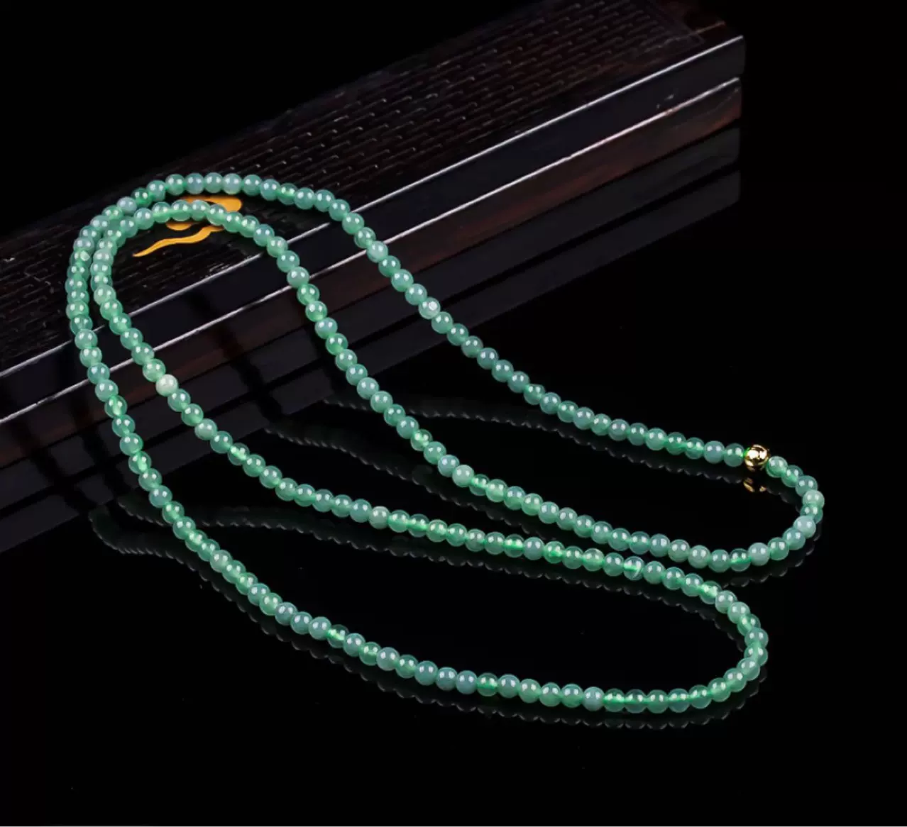 天然A货翡翠玉6mm蓝水玉珠项链三圈手链冰种玉石女款毛衣链批发