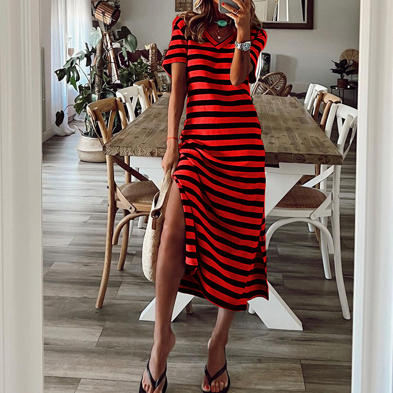 Summer Best Women Clothes Slit Loose Printed Dress