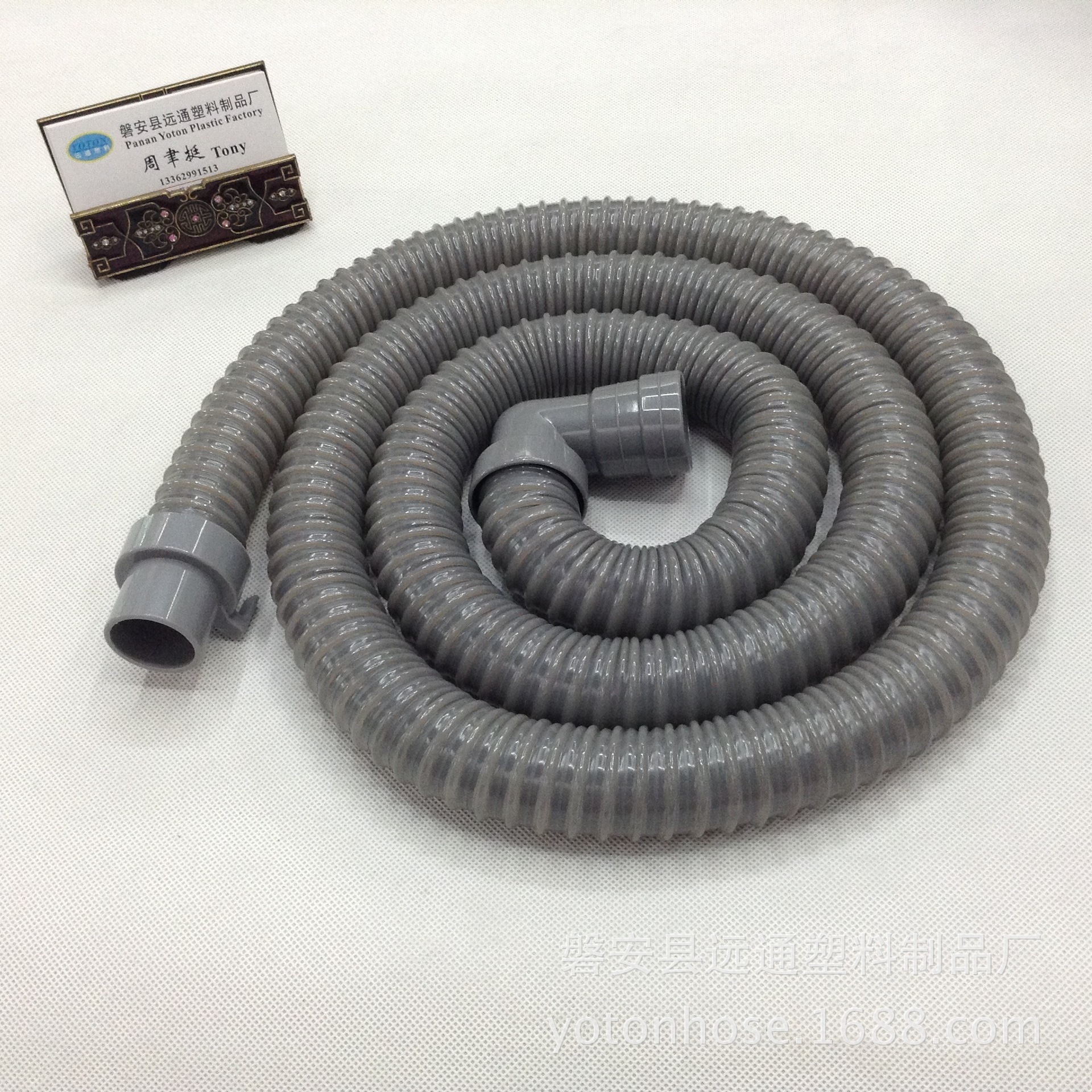 供应2米灰色pvc加强筋缠绕直角弯全自动洗衣机排水管