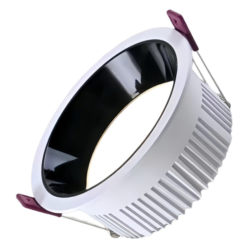 Lámpara de techo de lado estrecho para el hogar con orificio de apertura de 75mm de pantalla alta incrustada en blanco negro sin luz principal luz downlight LED antideslumbrante