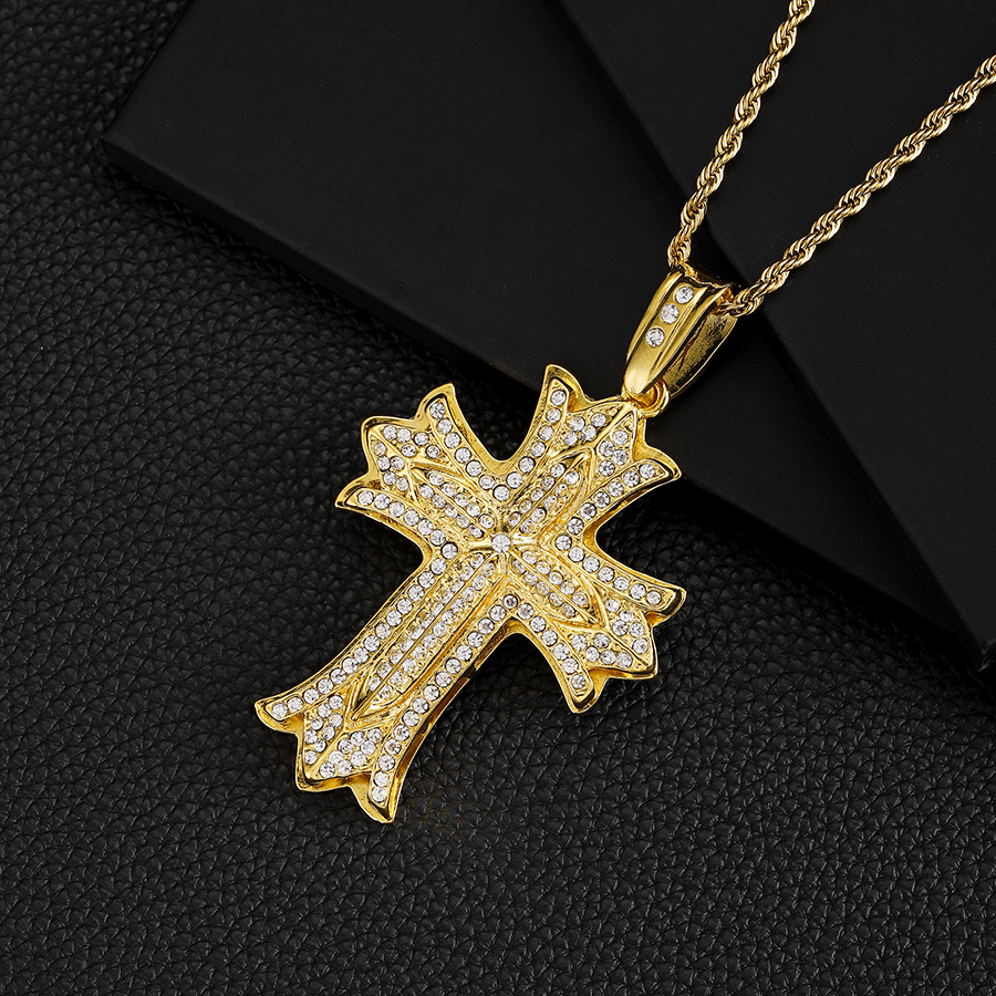 New Big Cross Men's Hip Hop Alloy Necklace Christmas Gift Jewelry_voghion.com