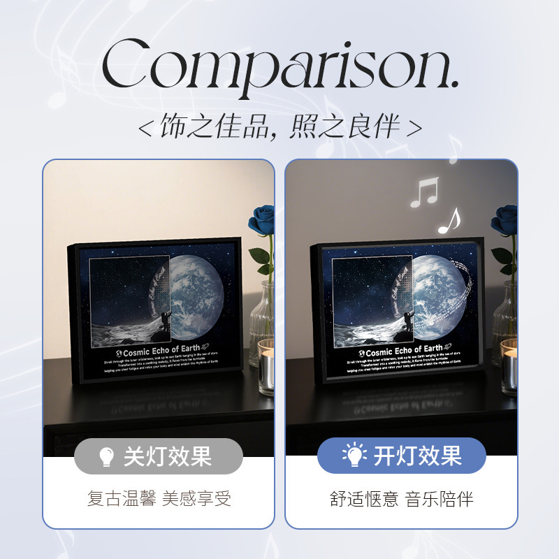 2025现代简约灯光画客餐厅高级感铝合金音乐相框玄关艺术装饰画|undefined