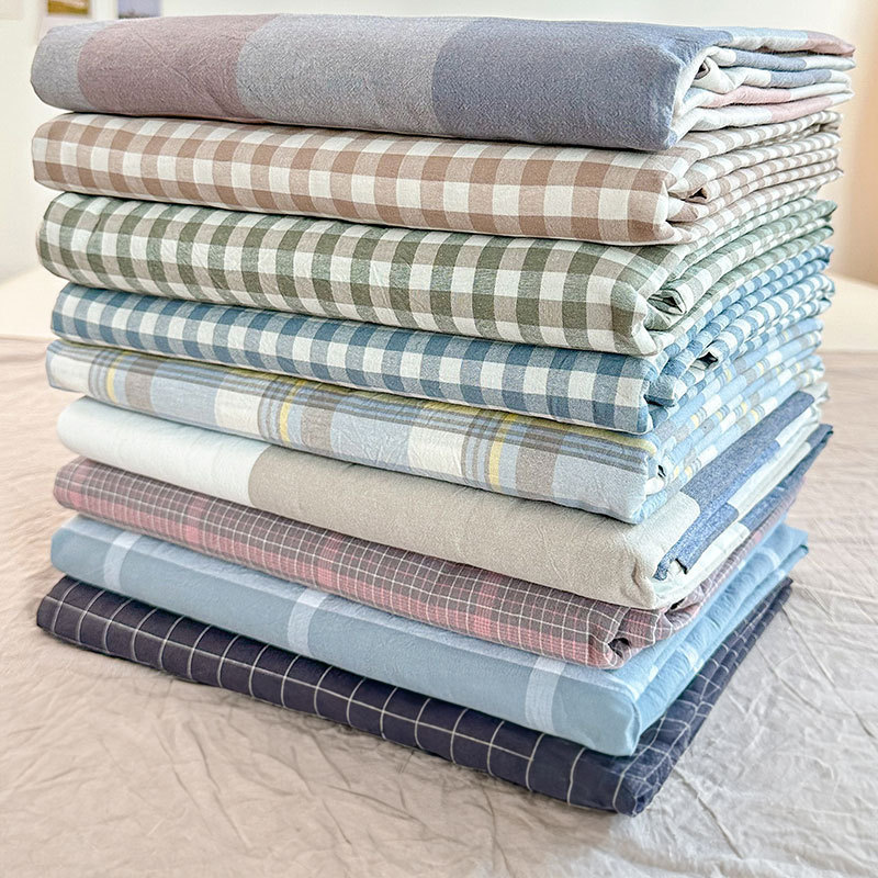 棉水洗棉被套单件100全棉格子单双人被罩宿舍150x200x230包邮批发