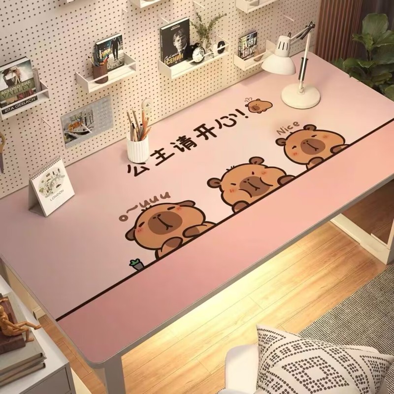 Kapibala 学生デスクマット漫画かわいい使い捨てレザーテーブルクロス耐油防水目の保護特別なデスクトップマット|undefined
