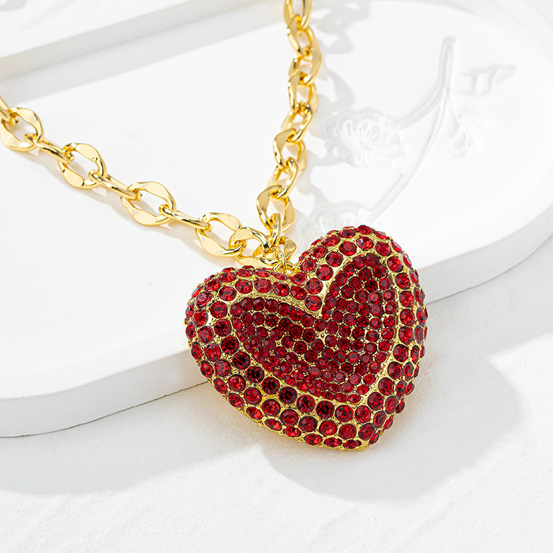 Pendant Necklace Classification Copper Chain Material Wholesale Jewelry IG Style Simple Style Heart Shape Copper Zircon 18K Gold Plated Inlay Pendant Necklace