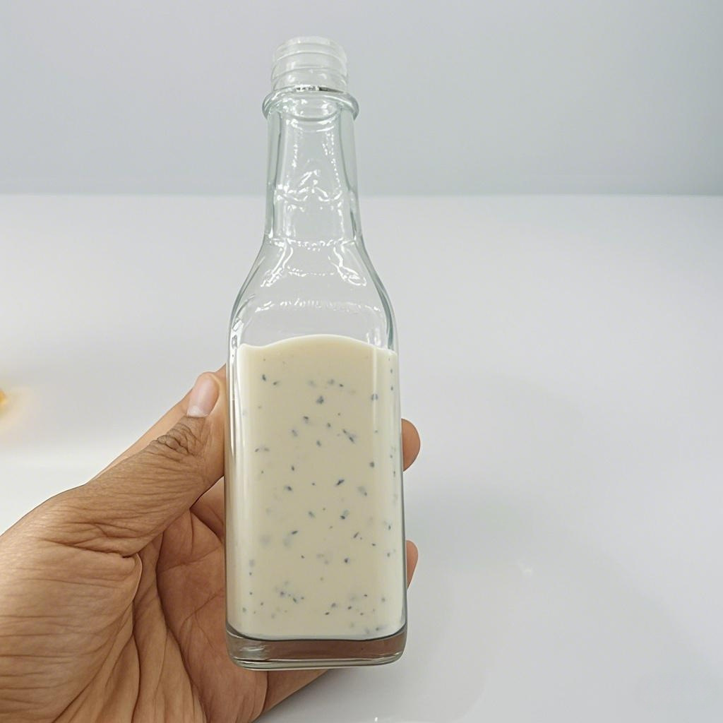 Innovadora botella de salsa de ensalada de cocina cuadrada de 150ml botella de salsa de tomate botella de salsa de ensalada botella de jugo de espino amarillo botella de vidrio grueso