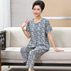 Pijama for elderly for mother, trousers, cardigan, set, 24 years, for middle age, with short sleeve, floral print