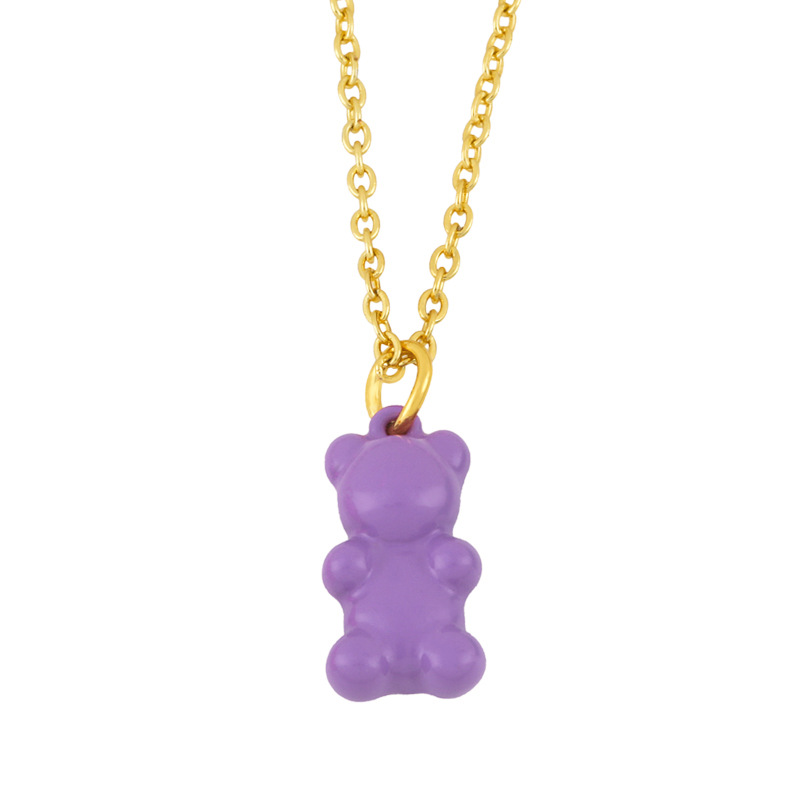 wholesale jewelry color bear shape pendant coppernecklace nihaojewelry
