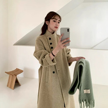 2025秋冬新款立领设计感双面羊绒大衣女 长款加厚羊毛呢子外套女