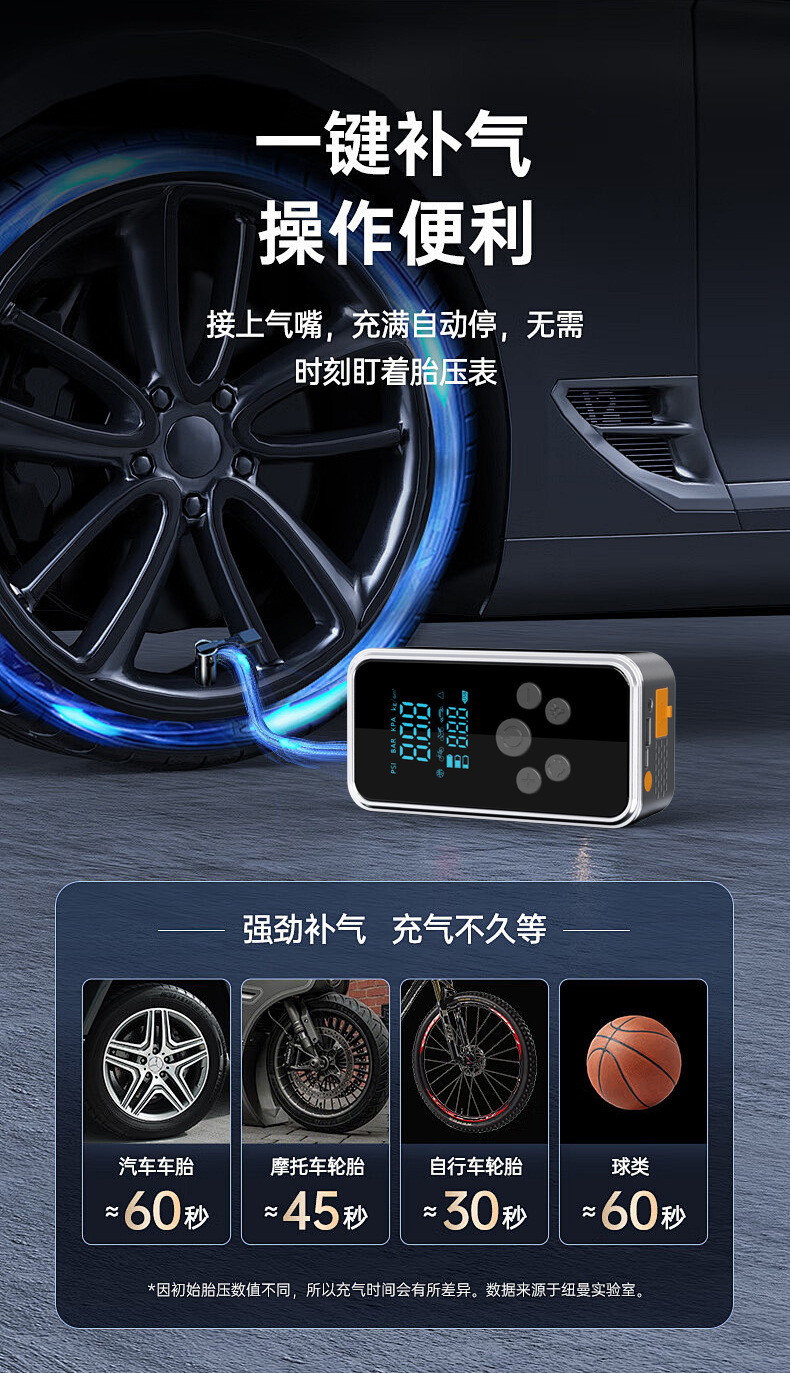 Car Air Pump, Portable Electric Air Pump, Car Emergency Starting Power Supply, All-In-One Power Bank, Ignition Tool
