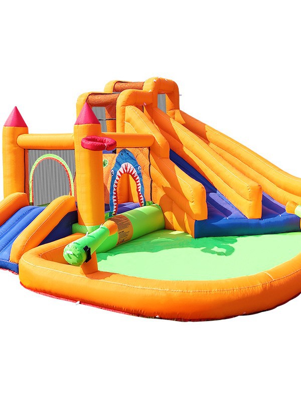 usuarios de hogares de niños transfronterizos al aire libre slide interior de dos vías juguetes traviesos castillo saltar piscina chorro castillo inflable