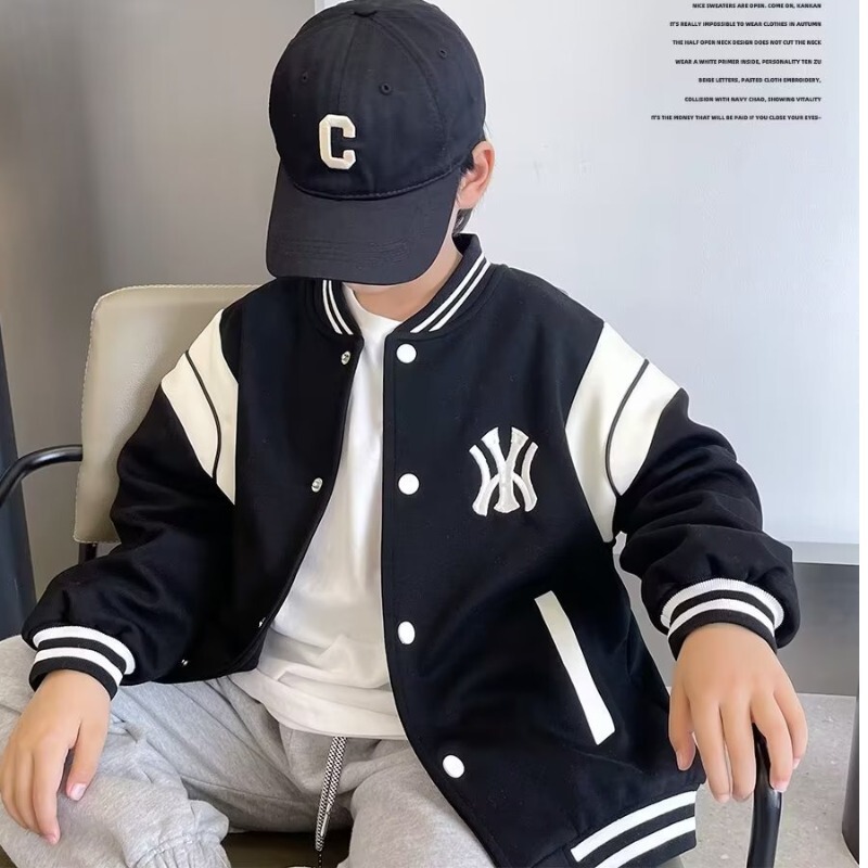 Children's Clothing, Boys' Baseball Uniform Jackets, Autumn and Winter New Fashionable Kidsren's Spring Sports Jackets, Medium and Large Kidsren's Tops, Trendy