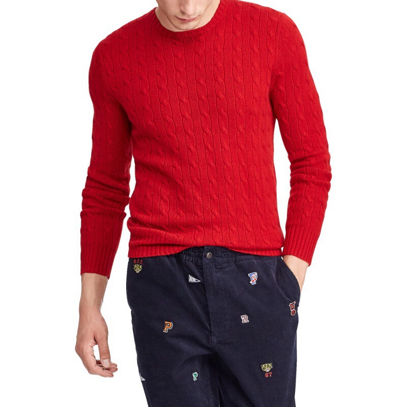 8519 American Tommy Men's Knitwear Long-Sleeved Round Neck Pure Cotton Knitwear Twisted Stripesd Slim Pullover Top