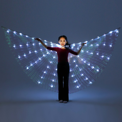 Children Egypt queen belly dance  Led glitter wings for kids girls belly performance props LED luminous dance wings cape angel luminous LED wings princess cape