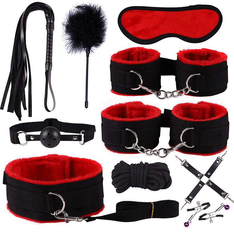 Charming Sm Plush 10-Piece Set, Alternative Plush 7-Piece Set, Adult Bondage Sex Toys, Flirting Supplies