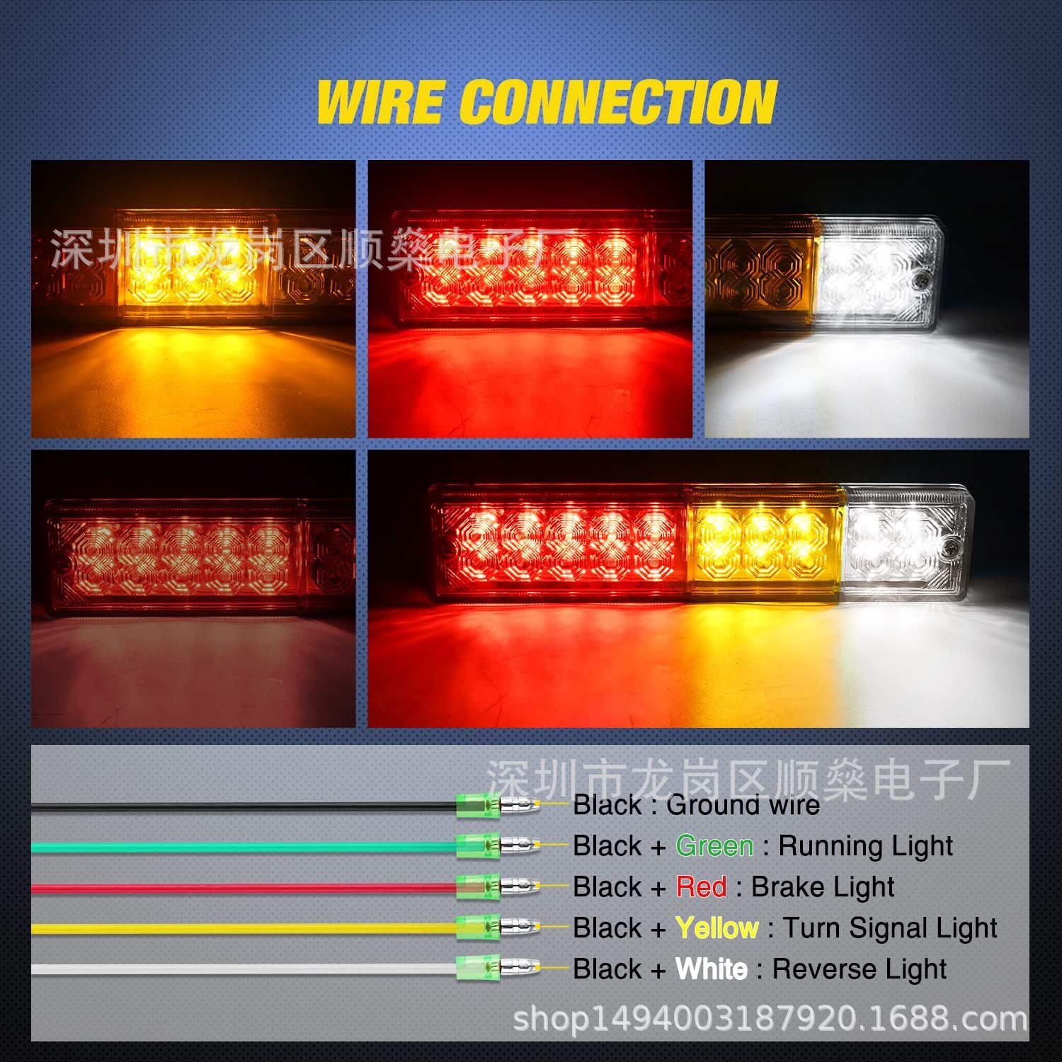 Cross-Border Export 12V24V20Led Rv Tail Light Trailer Truck Tail Light Three-Color Trailer Tail Light