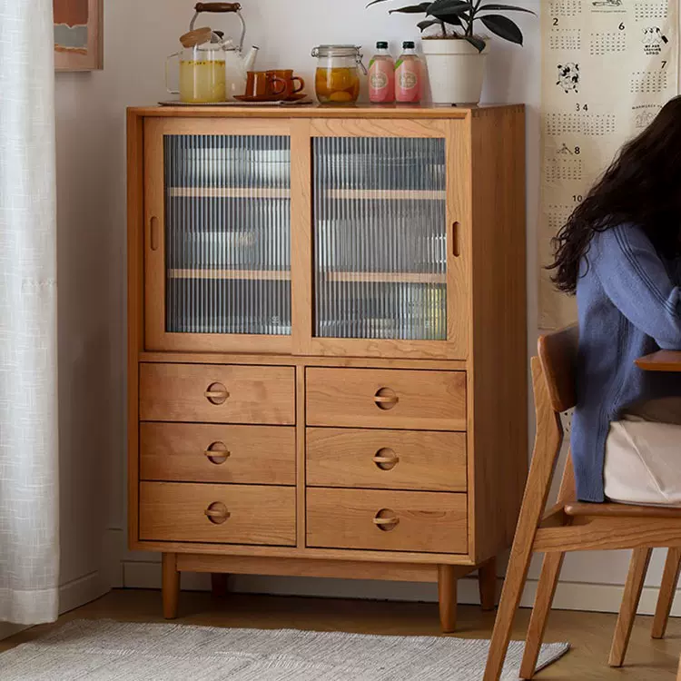 北欧实木餐边柜厨房收纳碗柜储物柜家用小户型多功能抽屉茶水柜