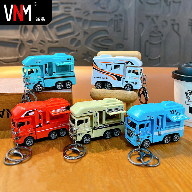 Creative Alloy Pull-Back Rv Keychain Fun Decompression Student Toy Pendant Desktop Ornament Claw Machine Small Gift