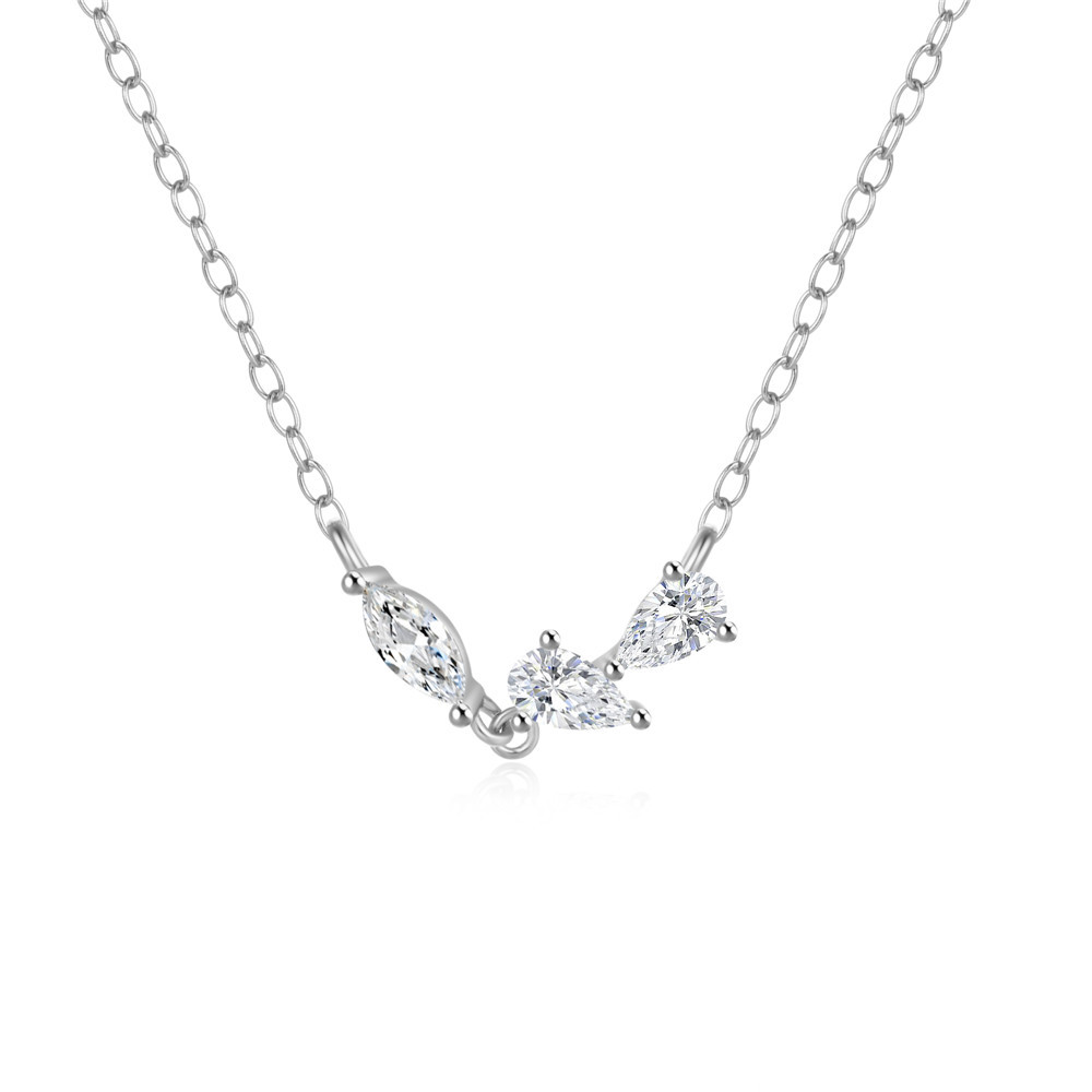 Plating, Inlay Design 925 Sterling Silver Zircon Cable Chain Plating Inlay Geometric Necklace