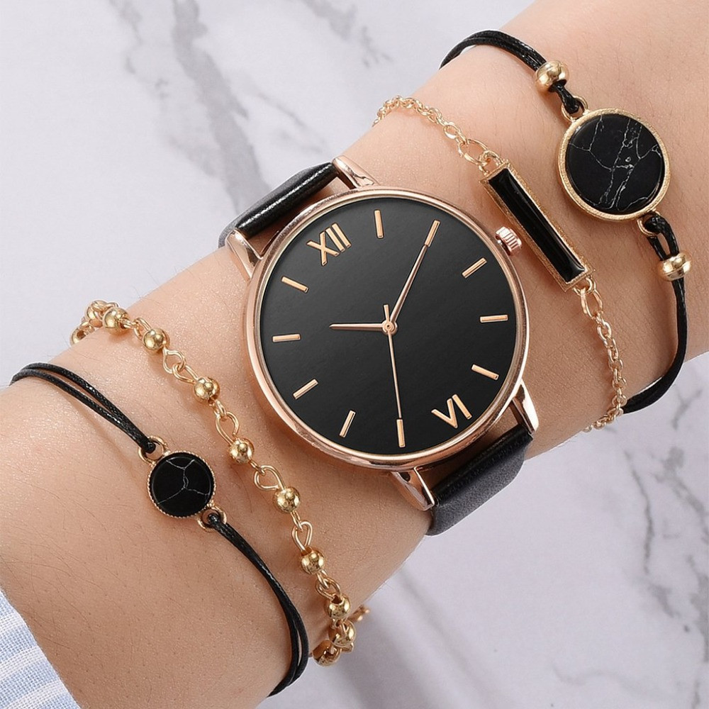 Ins new style simple watch suit quartz watch trend pu strap ladies watch strap bracelet suit wholesale