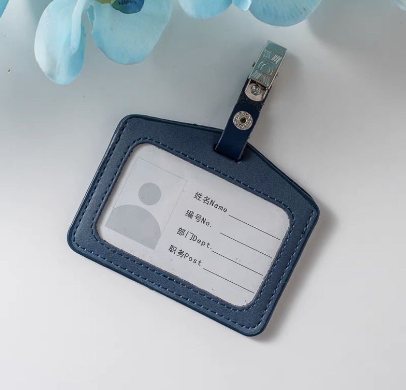 가로 가죽 블루 단면 + 가죽 클립