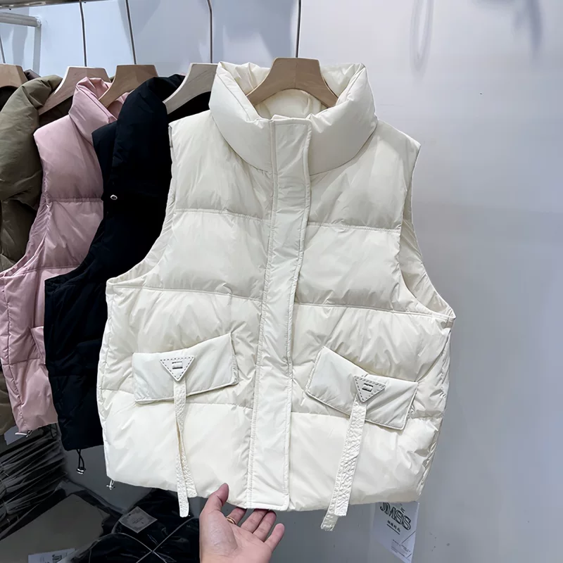 Demi-season down jacket, warm fashionable vest, plus size
