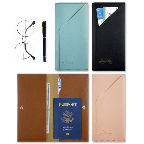 Cross-border wholesale customizable corporate LOGO document bag multi-functional travel passport protective cover leather ticket holder